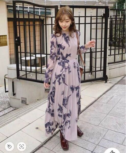 UND CALLA FLOCKY DRESS パープルSサイズ