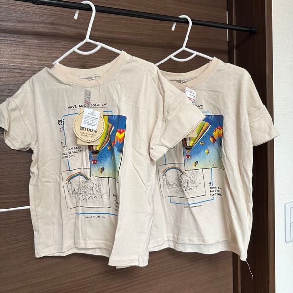 Tシャツ 半袖 リンク 110 120 気球 子供 2枚セット