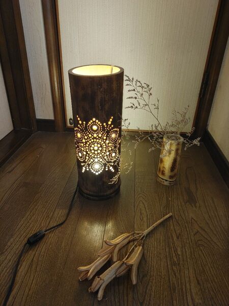 竹灯り ハンドメイド 曼荼羅アート Bamboo Light