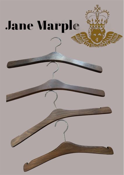 Jane Marple / ジェーンマープル ロゴ入り 木製 ハンガー 非売品? 4本セット 長さ34cm 長さ42cm