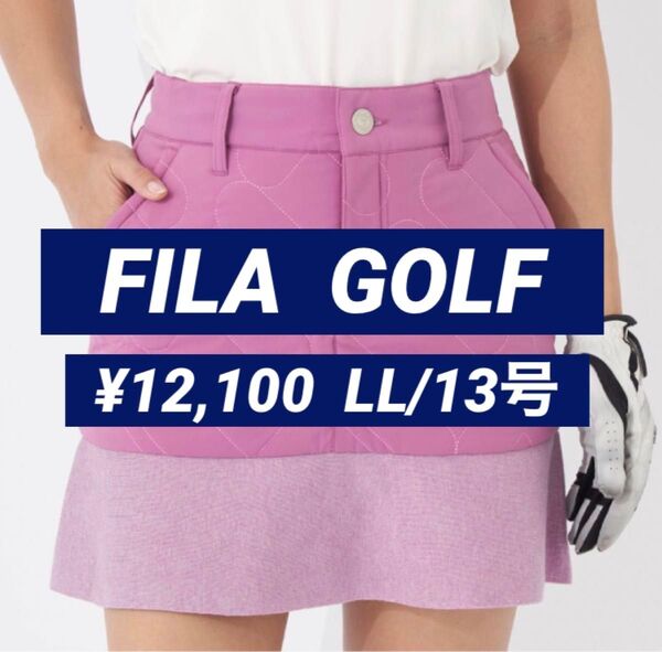 新品■12,100円【フィラゴルフ】ニット スカート LL/13号 ゴルフウェア ピンク フリル 防寒 大きいサイズ