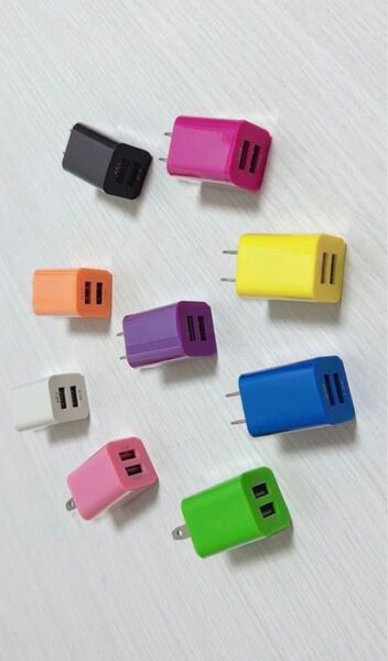 USB充電器2ポートACアダプター 10セット(色任せ)