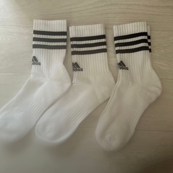 adidas ソックス 3足セット 白