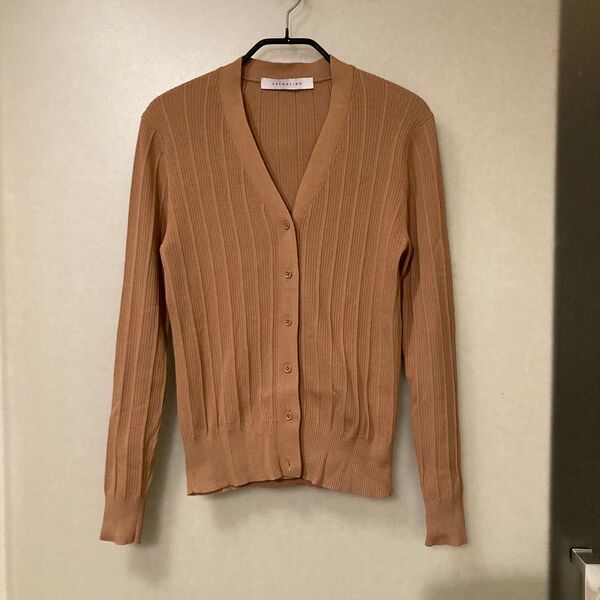 ESTNATION 春 カーディガン ベージュ Vネック リブ