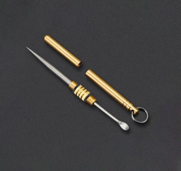 【新品】チタン製 2in1 爪楊枝 つまようじ 耳掻き 耳かき キーホルダー1