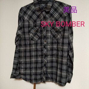 美品 SKY BOMBER レディース シャツ 長袖 トップス 黒 チェック柄