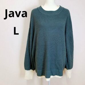Java 重ね着風ローゲージ オーバーサイズ ニット L