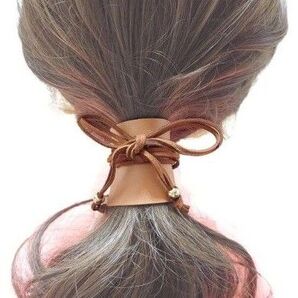 ラップポニー コードリボン キャメル ワイヤーポニー 合皮 ヘアアクセサリー
