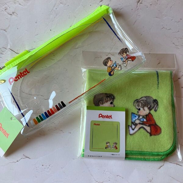 ぺんてるくれよん タオルハンカチ&ペンケース