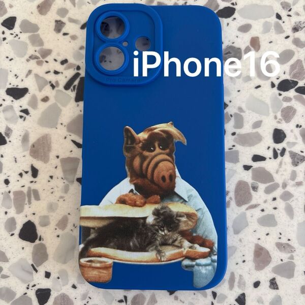 【ALF iPhone16ケース ブルー】 アルフ シットコム