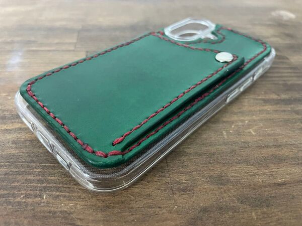 ハンドメイド レザークラフト iphone 16 ケース 牛本革 染色 手縫い