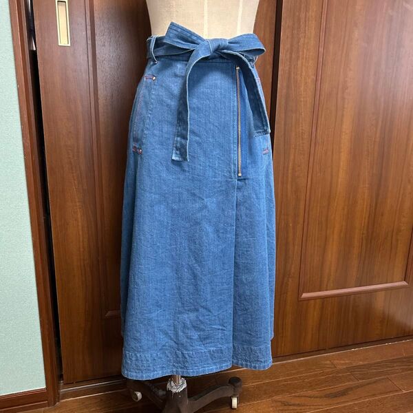 ソニアリキエルコレクション デニムスカート マキシ丈 リボン付き ブルー 36(7号) 春夏物