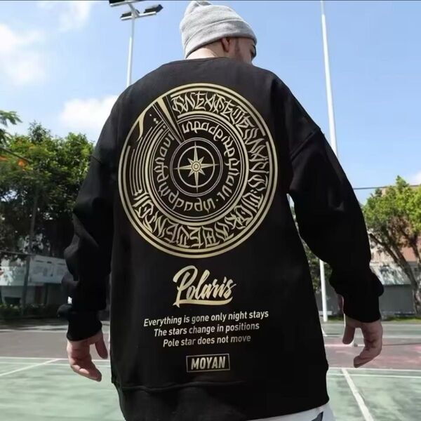 大きいサイズ! 5XL トレーナー ブラック バックプリント ちょいワル