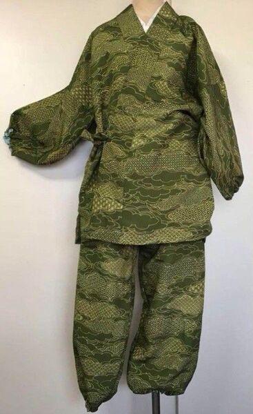 着物リメイク 正絹 リメイク 着物 単衣仕立て 作務衣 上下セット ゆったり