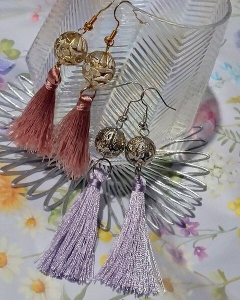 アクセサリー ピアス ピンク ゴールド 紫 シルバー 金 銀 フリンジ 春 桜 藤 セット まとめ売り お買い得 sale セール