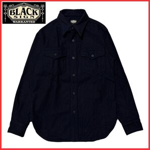 BLACK SIGN ブラックサイン ウール メルトン 長袖 CPO シャツ ジャケット ブラック 36