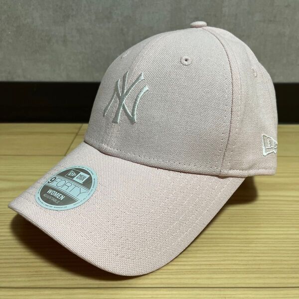 ニューエラ NEW ERA NY ニューヨークヤンキース ピンク リネン素材