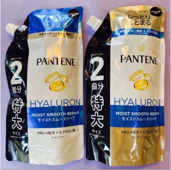 【シャンプー&コンディショナーの2袋】パンテーンモイストスムースリペア 2個分特大サイズ600g 600ml 詰替用 P&G