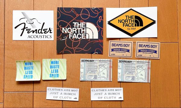 ブランドロゴステッカー10枚セット Fender、THE NORTH FACE、BEAMS BOY