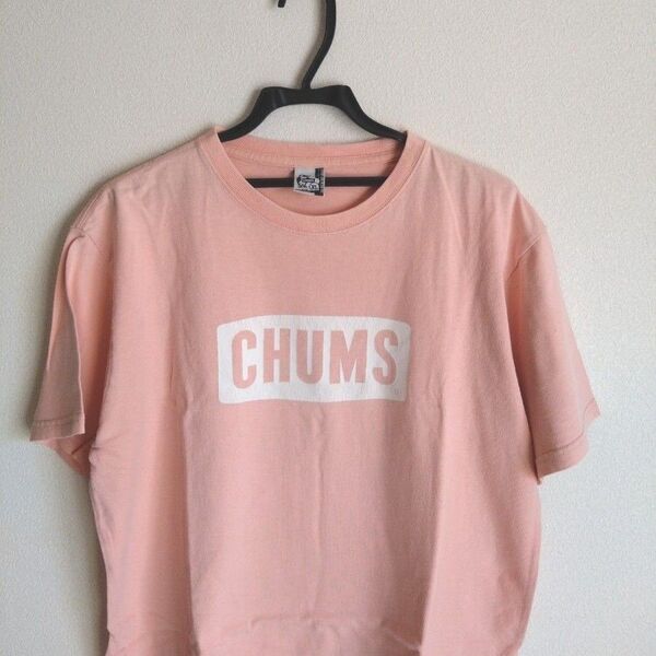 CHUMS ピンク コットン Tシャツ ボックスロゴ men's men's XL BIGロゴ BOXロゴ