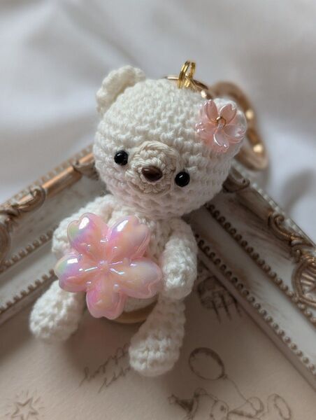 ハンドメイド あみぐるみ 桜くま