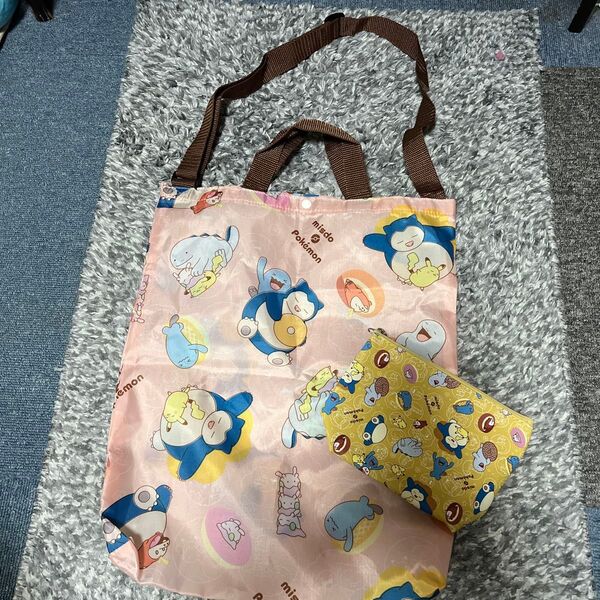 ↓(新品)ポケモン&ミスド・コラボ商品/ポーチ&エコバッグ(2点セット)