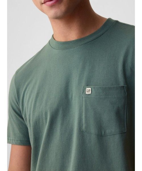 GAP オーガニックコットン ポケット Tシャツ☆グリーン☆Lsize