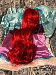 写真追加 リトルマーメイド アリエル 人魚姫 人魚 ドレス ワンピース コスプレ ハロウィン Halloween カツラ 赤髪の商品画像
