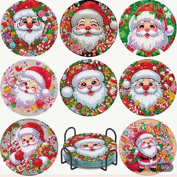 ダイヤモンドアート 8枚セット コースター サンタさん クリスマス飾り