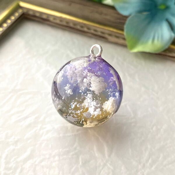 ハンドメイド★レジン ネックレス ペンダント チャーム空レジン 夕暮れ 雲