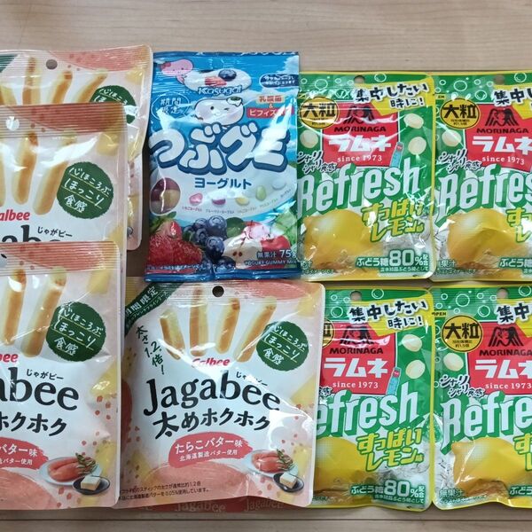 Calbee じゃがビー 森永 ラムネ つぶグミ 9品セット お菓子セット