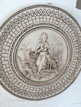 ヨーロッパWo アンティーク イタリア製 壁掛け レリーフ 陶器 美術用キャスト アール・デコ 「少女の休息」_画像3