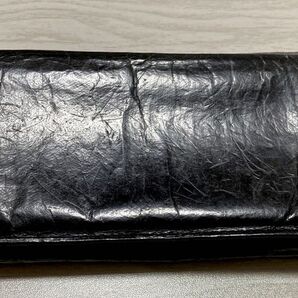 馬革かぶせ長財布 CENT PIECES SOLATINA 黒 レザー 財布 ブラック