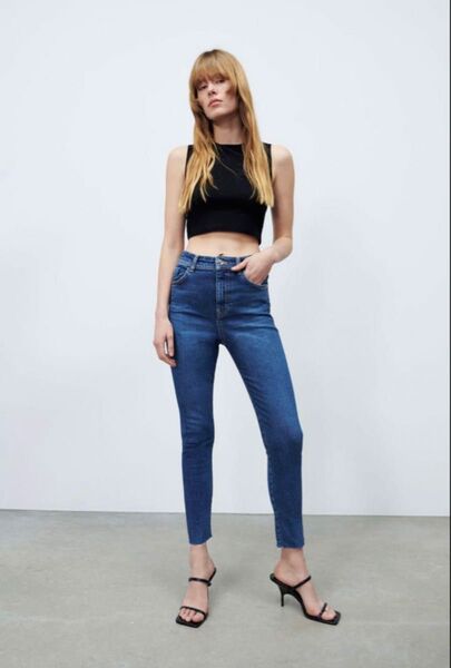 ZARA ザラ ハイライズスキニーデニムパンツ ブルー 36 スキニー デニム スキニーパンツ