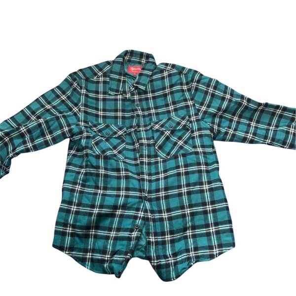 supreme arc logo quilted flannel shirt