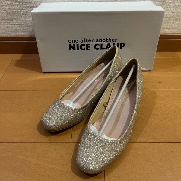 NICE CLAUP ラメパンプス ゴールド SS 21.5〜22㎝