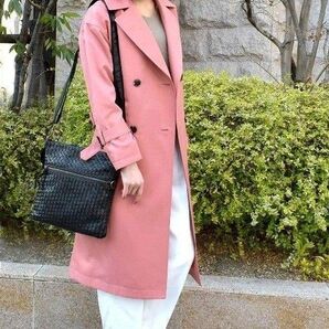 未使用 本革 馬革 メッシュ ショルダーバッグ ポニーメッシュ 黒