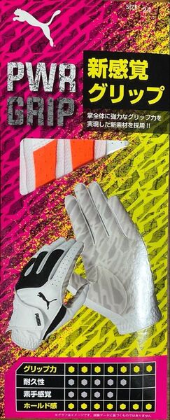 PUMA ゴルフグローブ PWR GRIP 26cmホワイト/ヴィブラントオレンジ