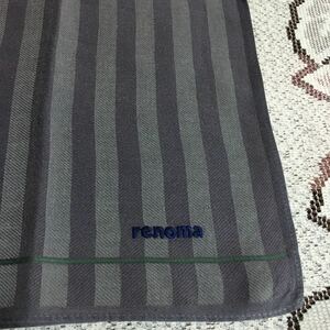  beautiful goods USED* Renoma * men's handkerchie approximately 44cm tea gray series stripe 