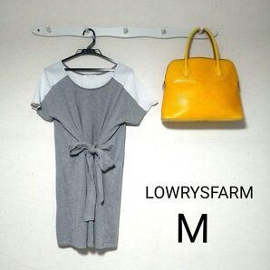 【LOWRYS FARM】2カラー 2way前後結び ワンピース 半袖 ウエストリボン ワンピ 春夏 リボンワンピ コットン