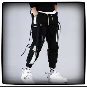 カーゴパンツ ワークパンツ 細身 ズボン 黒 スウェット パンツ ダンス XL 【新品未使用】 最終お値下げ!
