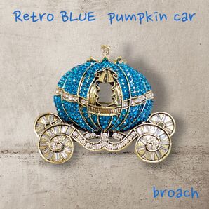 ハロウィン ブローチ サファイヤ硝子 レトロな重厚感 豪華 フルダイヤモンドカット パンプキンカー クラッシック 贈り物 誕生日