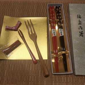 石川県・能登復興支援の品・輪島塗箸と輪島塗 漆スプーン 箸置きセット