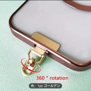 ステンレス製携帯電話ストラップコネクター、防失携帯ケース用パッチ、耐久性と安全性に優れたミニサイズで薄型、回転可能、 ゴールド
