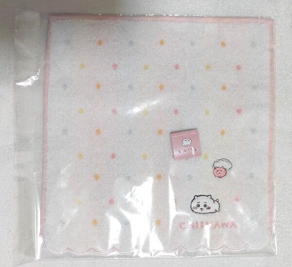 ちいかわタオルハンカチ(ドットピンク)新品未開封品品
