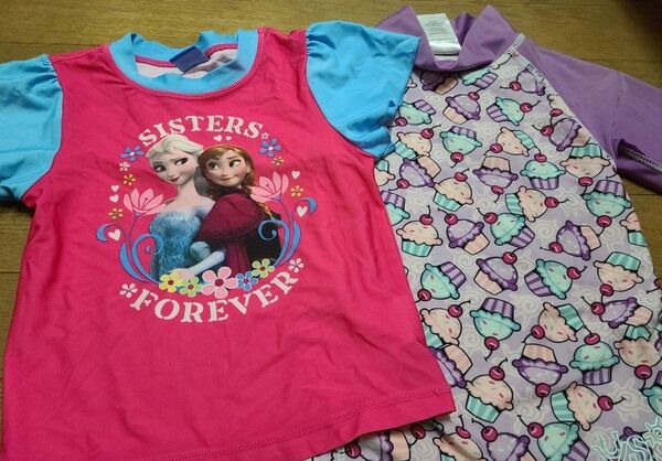 110cm 5才 アナと雪の女王 アナ雪 セット まとめ ラッシュガード 半袖 日焼け 女の子 水着 110 100cm