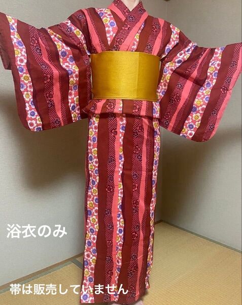 浴衣 赤 臙脂色 桜柄 モダン 浴衣