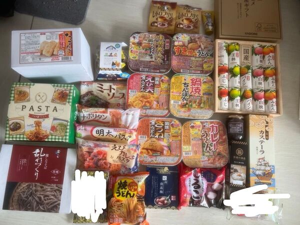 ジュース パスタ 鍋焼うどん 霧しなそば おかき 長崎カステラ ジャム じゃり豆 カゴメ国産ジュース
