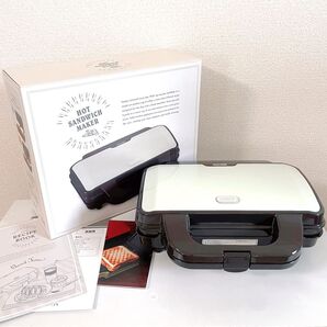 美品LADONNAラドンナToffy◆4人分も一気に完成!2枚焼きホットサンドメーカー白アッシュホワイト《レシピブック2冊付き♪》