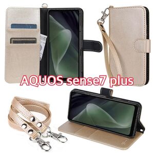 AQUOS sense7 plus ケース カバー 手帳型 ストラップ 2種付